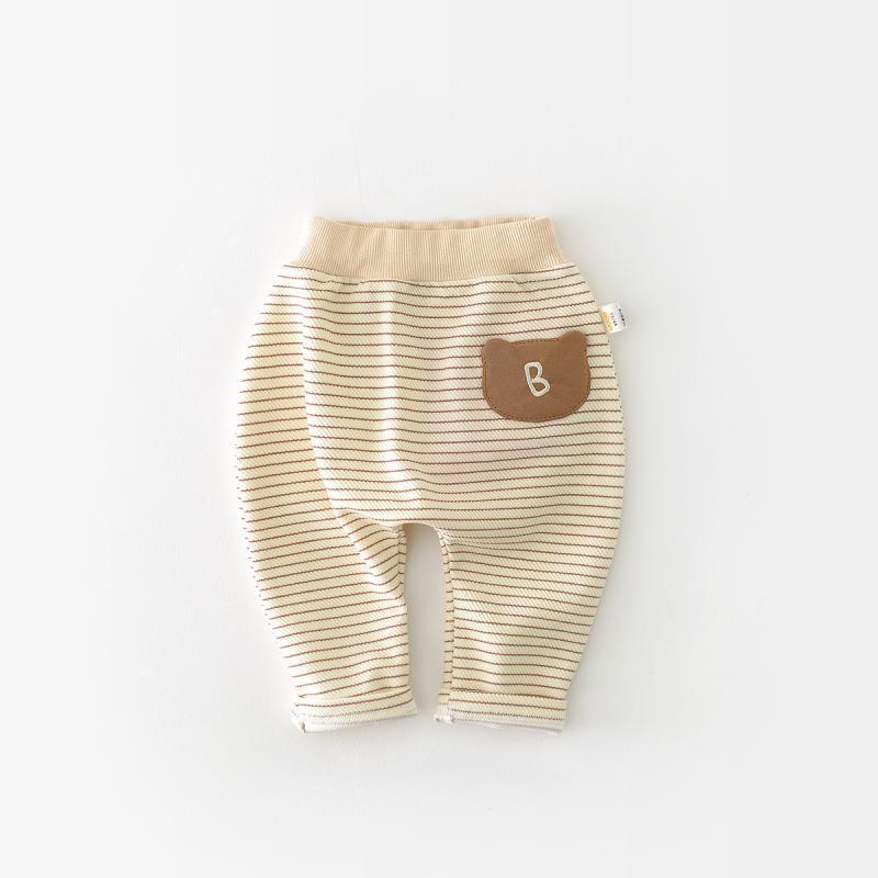 Spring Newborn Cartoon Pants - Unisex Korean Style Striped Casual Wear