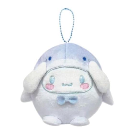 Hatayama Shoji Sanrio Mascot Pouch, Pastel Marine, Cinnamoroll x Whale Shark, Stuffed Toy Pouch, Accessory Holder, Bag Charm, Carabiner Included,