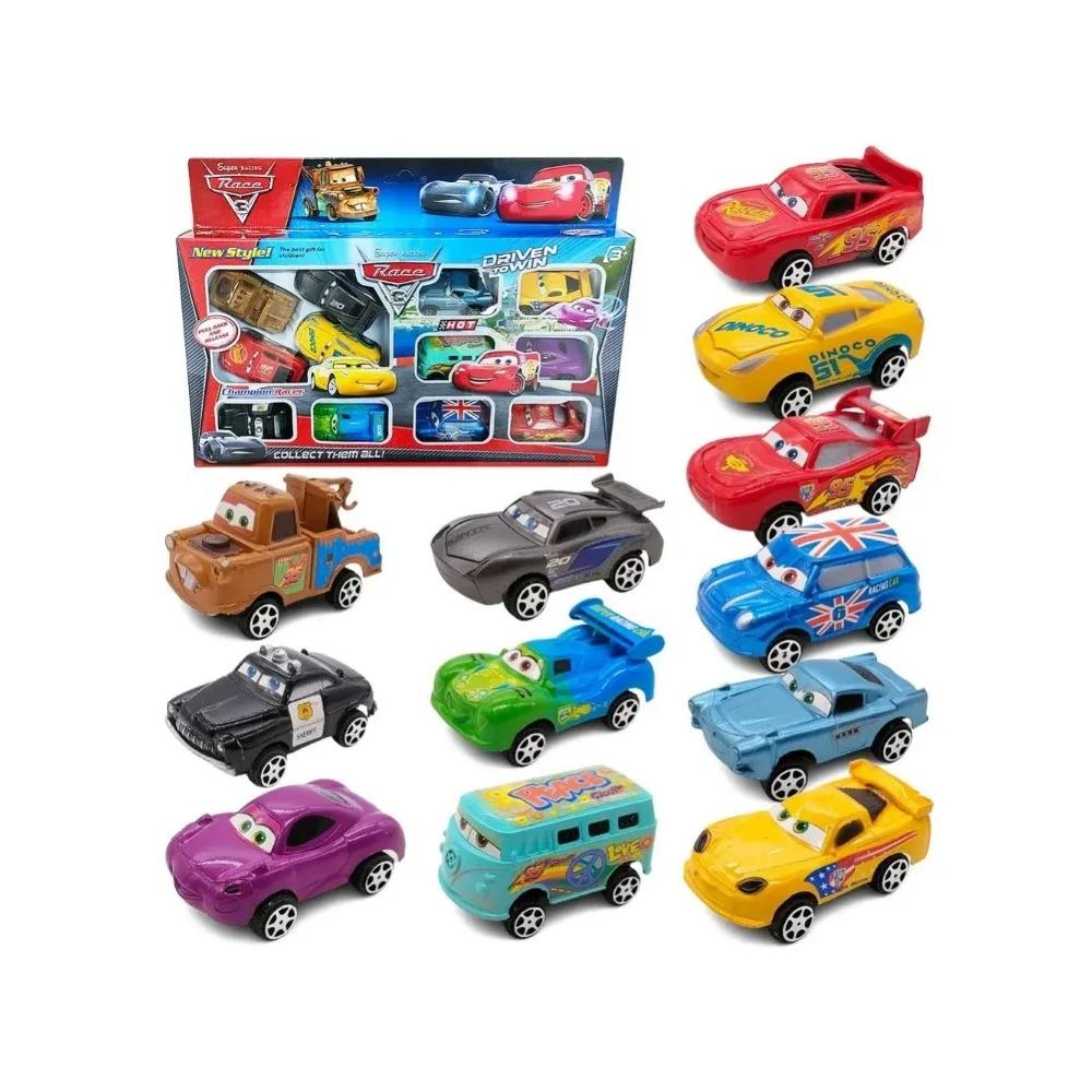 Set da 12 pezzi Disney Pixar Cars Saetta McQueen Jackson Storm Carl Attrezzi Giocattolo Auto a Retromarcia in PVC per Bambini Set Regalo Festival **&