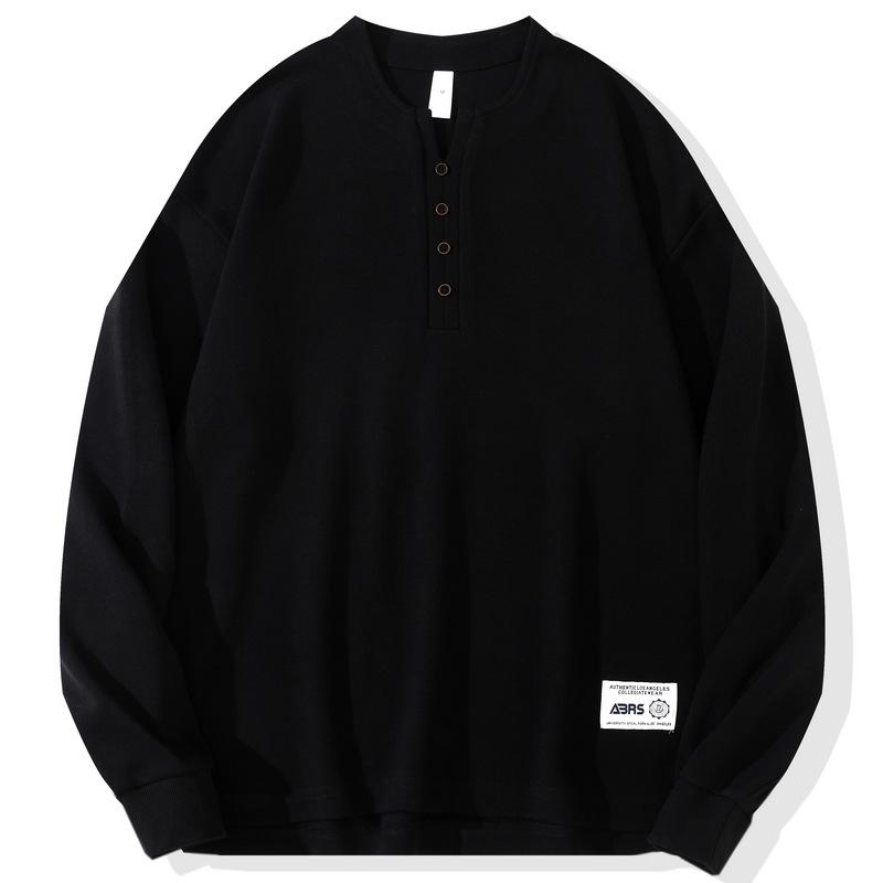 

Mr. Rabbit s Men s Retro Henley Collar Pure Cotton Long Sleeve Sweatshirt 3XL чорний