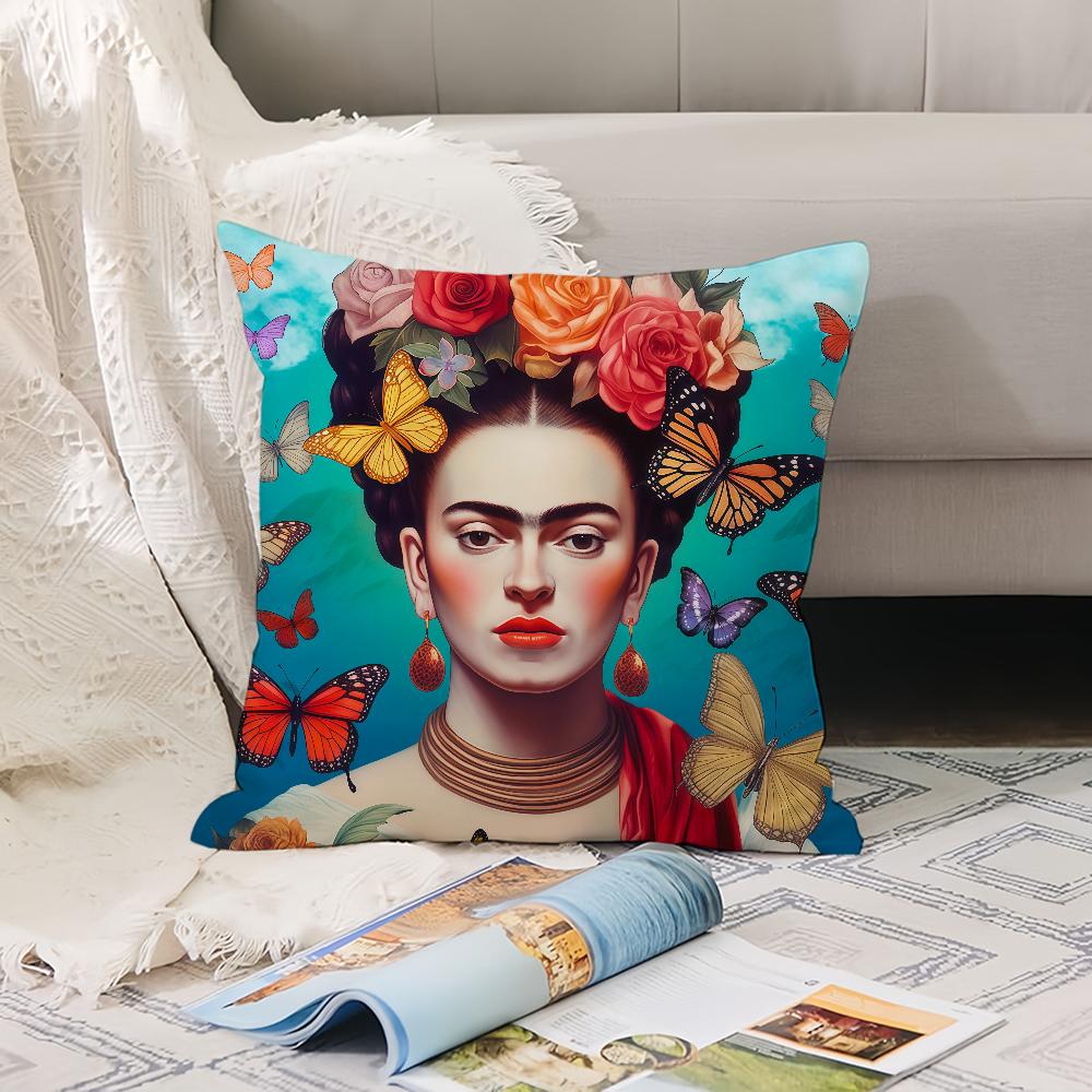 Lustiger Künstler F-Frida K-Ka H-Hlo Kissenbezug Büro Kissen Geeignet für Sofa Auto Schlafzimmer Dekorative Kissenhülle