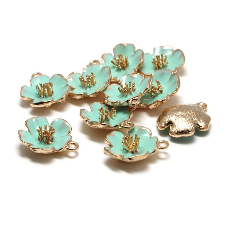 

10pcs/lot Drop Oil Enamel Flowers Charms for Jewelry Making Fashion Earring Pendant Necklace DIY Handmade Findings Accessories синий