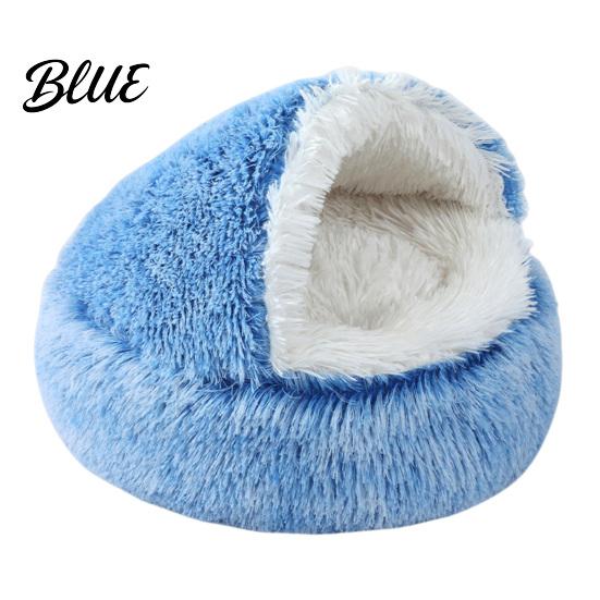 Puppy Sleeping Bed Dog Winter Semi-Enclosed Indoor Plush Pet Round Hooded Small Cat Cave Warm
