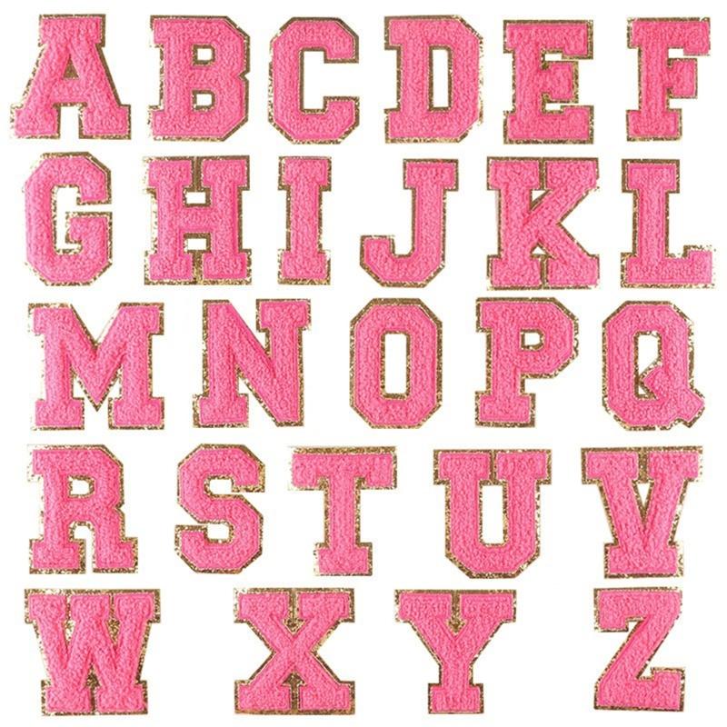 26Pieces Embroidered Letter Sew On Patches Embroidery Applique Letter Sew On Yarn Patches for Clothing Jeans Jackets