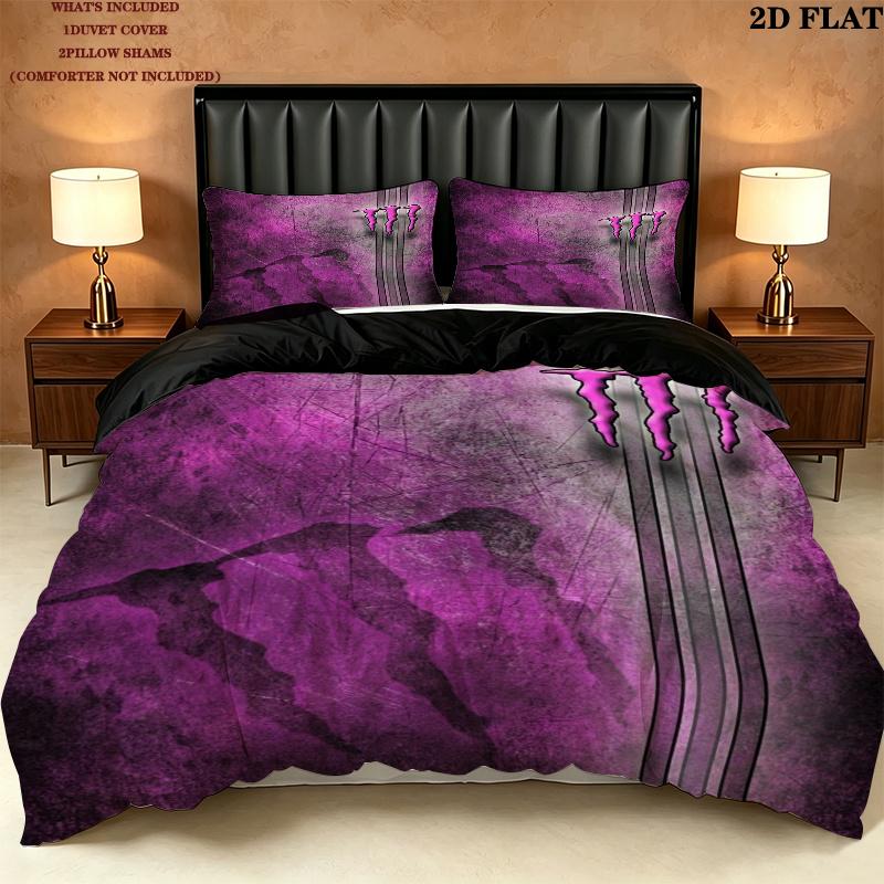 Monster Energy Pattern Bedding uilt Set uilt Cover Pillowcase Home Decoration Birthday Gift (1 * duvet cover + 2 * pillowcase without core)