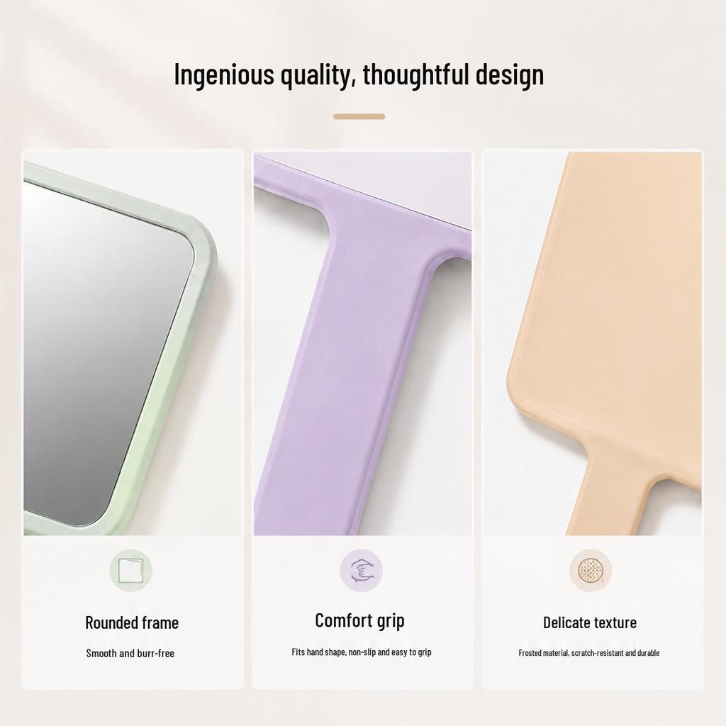 Customizable Mini HD Square Handheld Makeup Mirror with Handle and Logo Printing