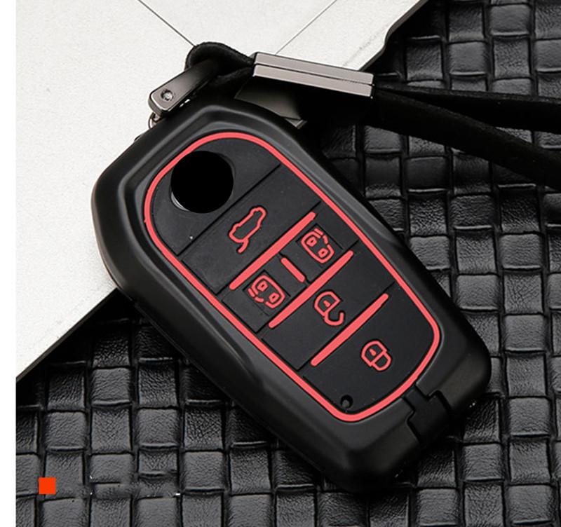 Alloy Carbon Fiber Car Key Cover Case 6 Buttons For Toyota Alphard Vellfire 30 Ah30 ~  Keychain Ring Accessories