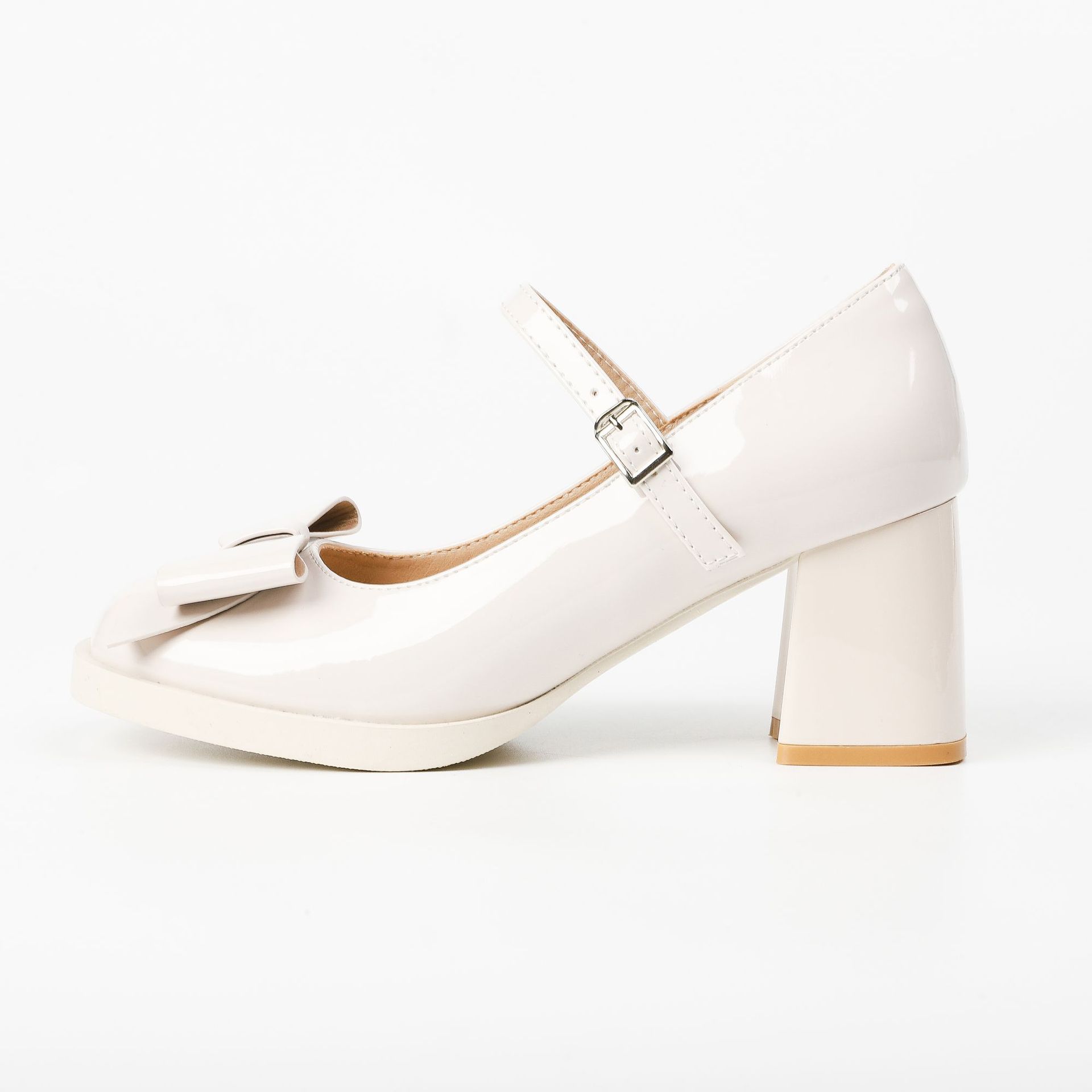 

Туфли Мэри Джейн в стиле «весенний вечер» с бантом, легкие туфли на высоком каблуке, маленькие кожаные туфли на толстом каблуке 40 белый