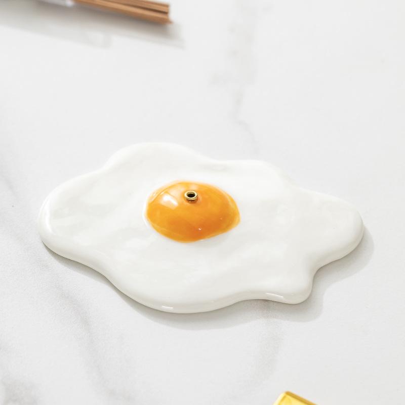 

Fried Egg Shaped Incense Holders Ceramics Home Fragrance Incense Stand Stick Incense Tabletop Ornament Home Decor Yoga Spa Gifts