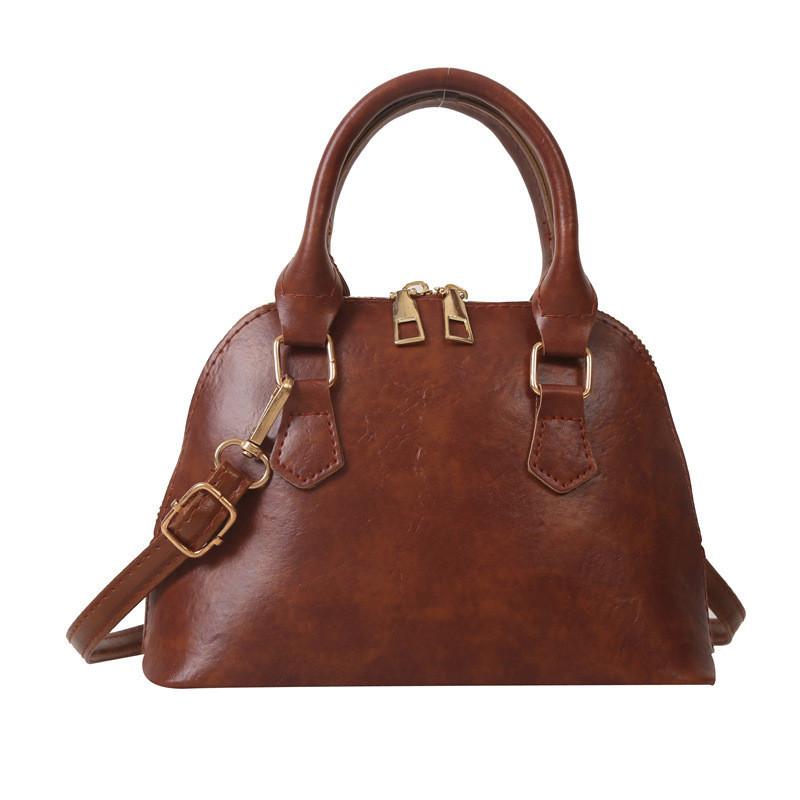 Stylish Vintage Shell Bag For Women 2023 Soft Pu Leather Handheld Shoulder Bag