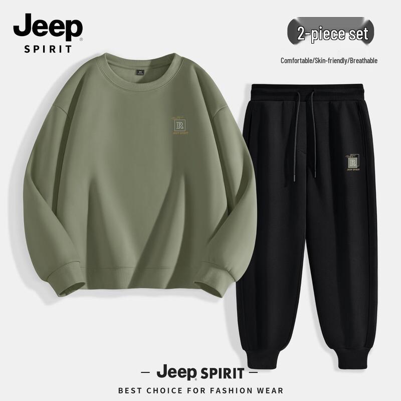 JEEP SPIRIT Men s 2025 Autumn Sport Casual Hoodie & Sweatpants Set 3XL