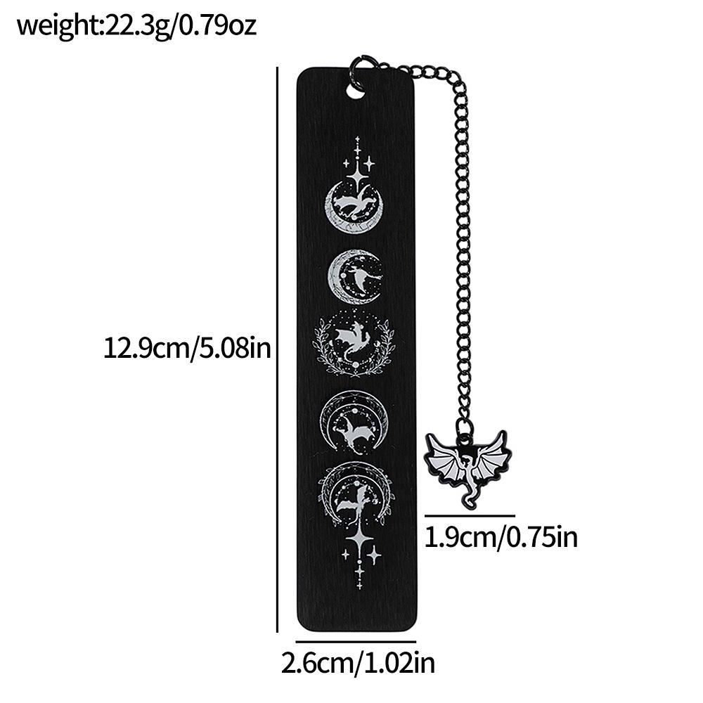 Dark Dragon and Moon Chain Bookmark with Starry Sky Print – Dragon Pendant for Reading & Decoration