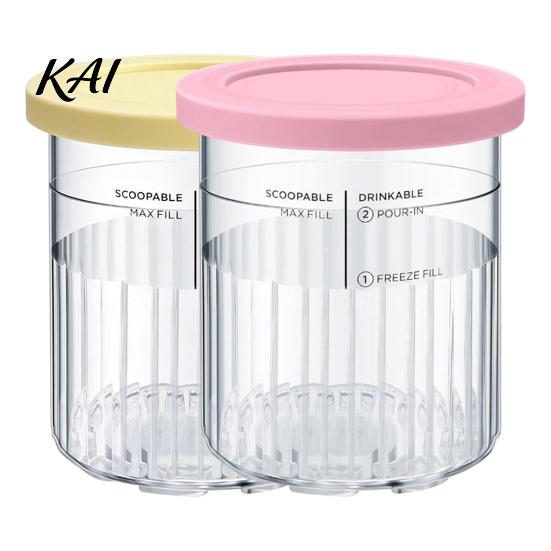 Ice Cream Pint Containers for Ninja NC500, NC500C, NC501, NC501C Series, Food Grade Replacement Cups Creami Plastic Cup with Leak-proof Lid,