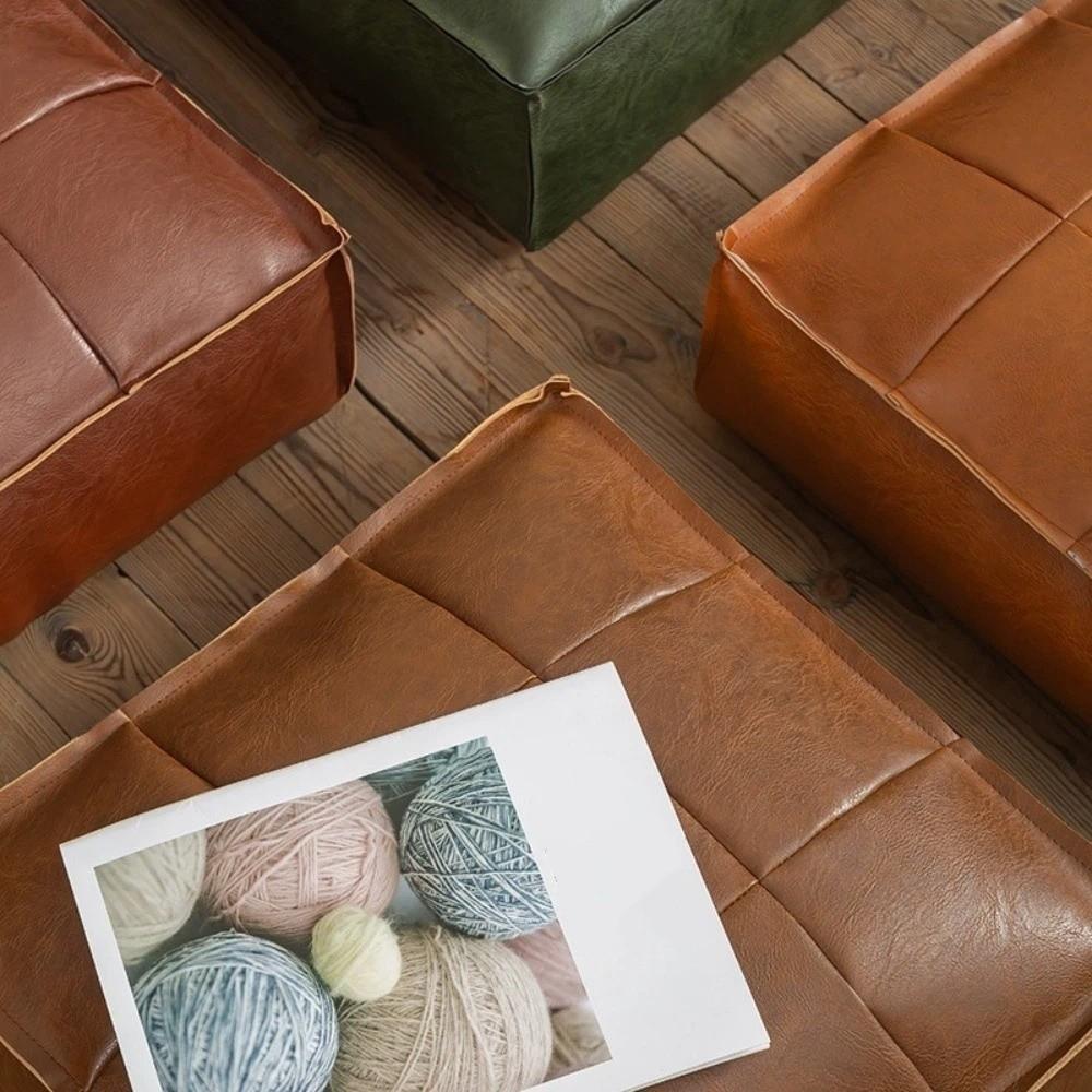 Tappetino Tatami Quadrato in Pelle PU Copricuscino Seduta Decorativo Pouf Finestra a Baia
