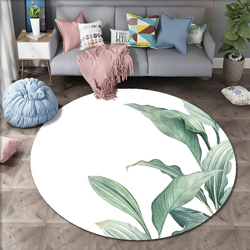 

Тропические растения с принтом листьев в богемном стиле, гостиная, спальня, общежитие, украшение для пола дома, круглый ковер 100cm
