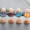 Creative Car Ornament: Bald Monk Bobblehead Resin Figurine