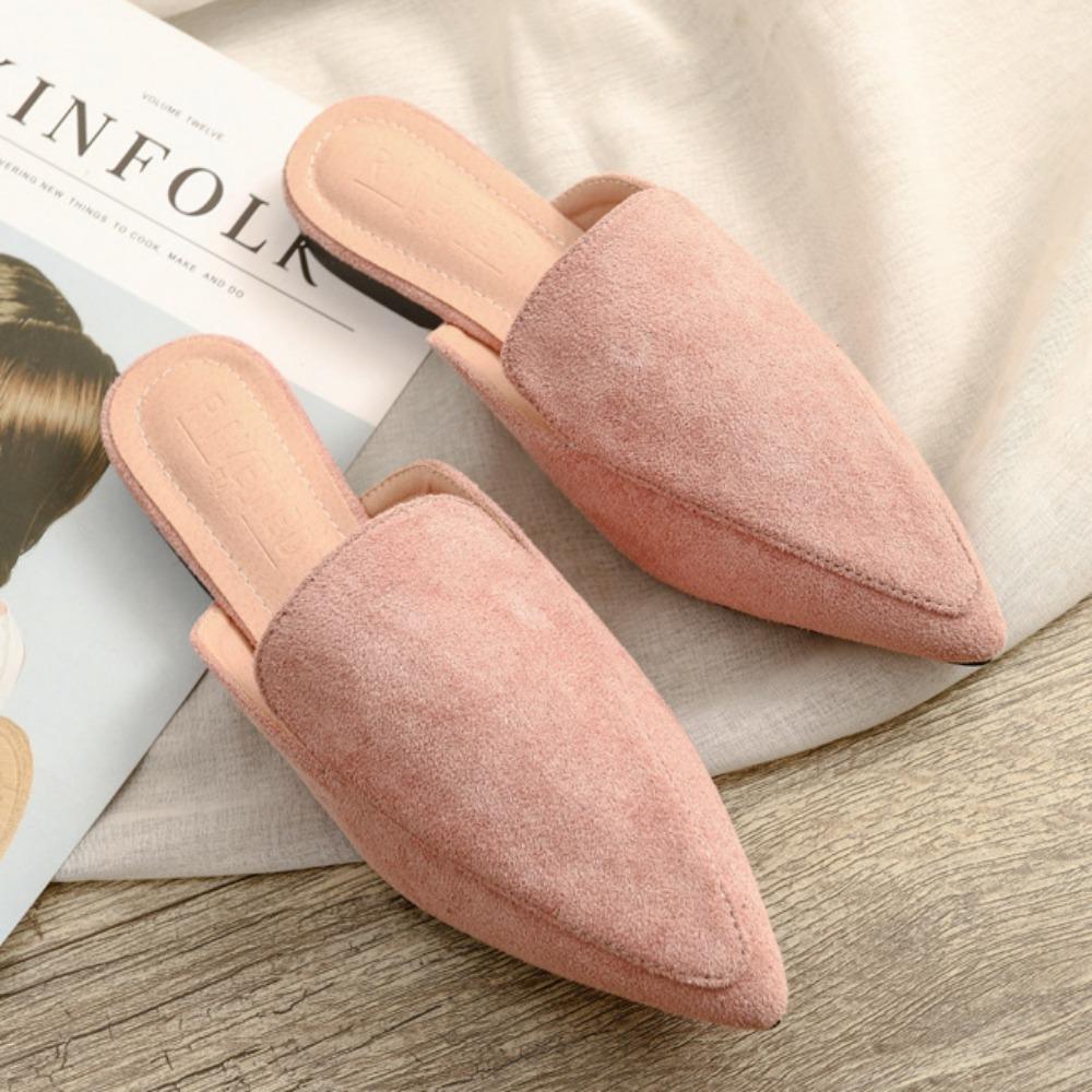 Damskie Kapcie Obuwie Letnie Modne Torba na Głowę Płaska Podeszwa Szpiczaste Półkapcie Damskie Zamszowe Buty Muller Duży Rozmiar 4142
