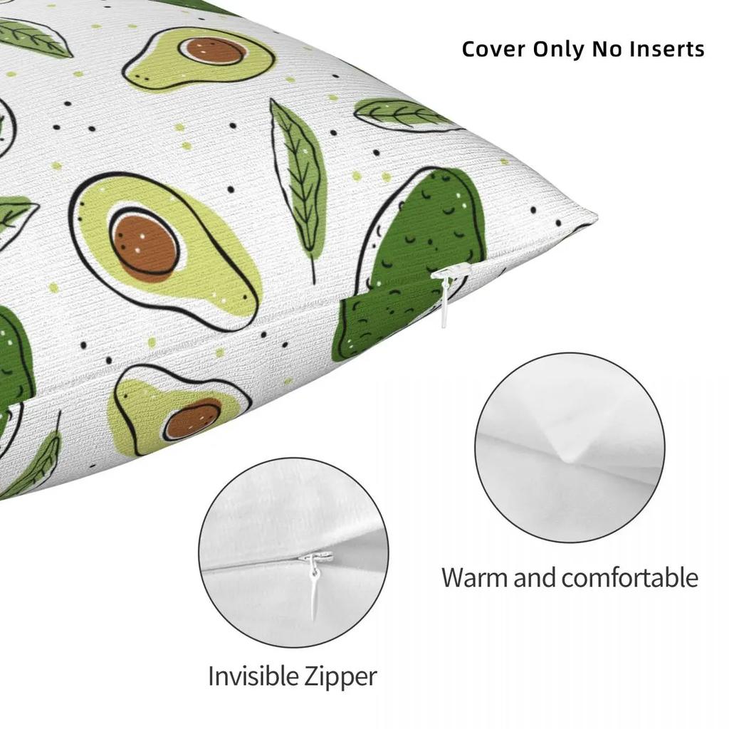 Niedlicher Avocado Frucht Kissenbezug Weicher Polyester Kissenbezug Geschenk Dekokissenbezug Zuhause Quadratisch