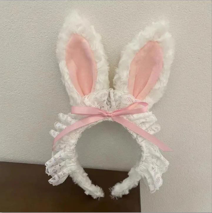 Women's Plush Heart-Eared Rabbit Headband: Cute Hair Clip & Face Wash Accessory