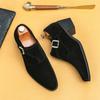 Men's shoes large size 46 leather shoes fashion platform casual leather shoes hairstylist trend retro high heel pointed leather shoes
