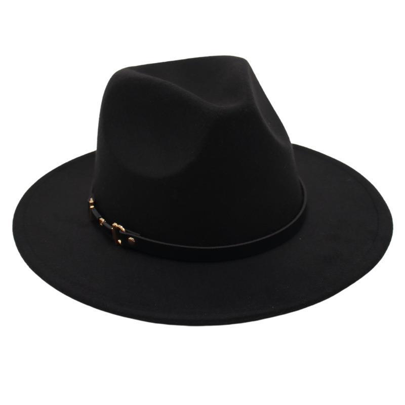 Suit Top Hat American Drama Belt Buckle Jazz Hat Men And Women Felt Hat Woolen Hat Big Brim Fedora Hat Jackson