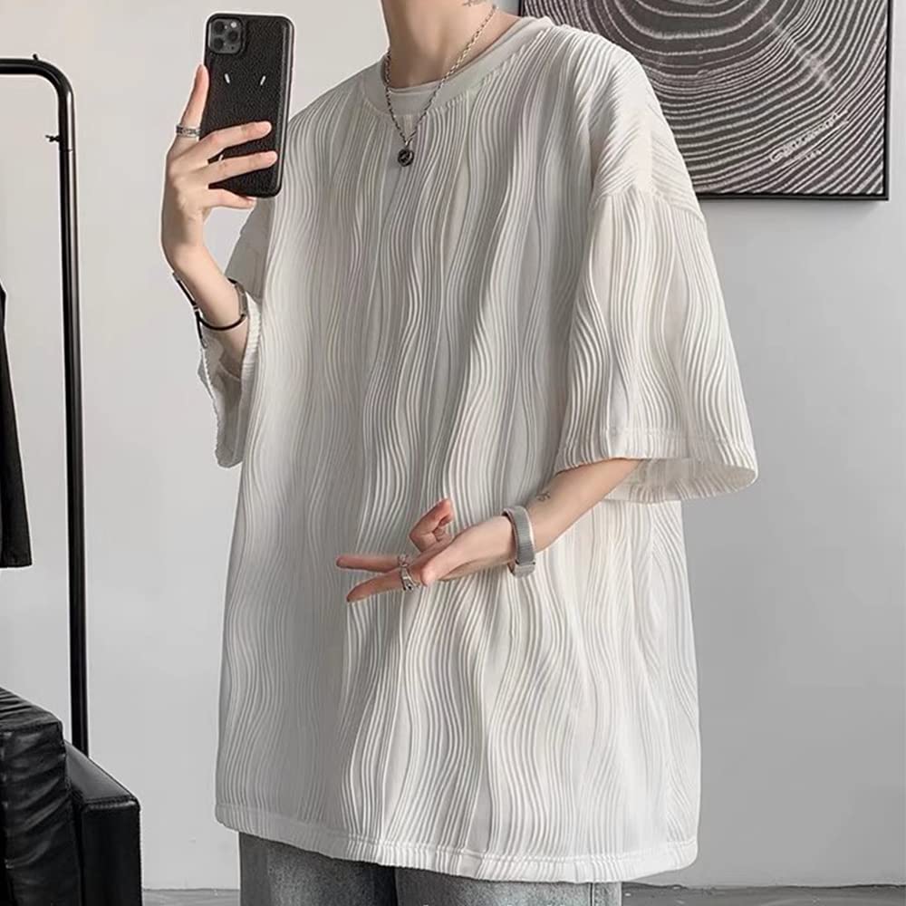 Summer Short Loose Large Big Round Soft To the [foveitaa] Clothes, Men's T-Shirt, Sleeve, Fit, Size, T, 5/8 Sleeve, Cool, Plain, Popular, Casual,