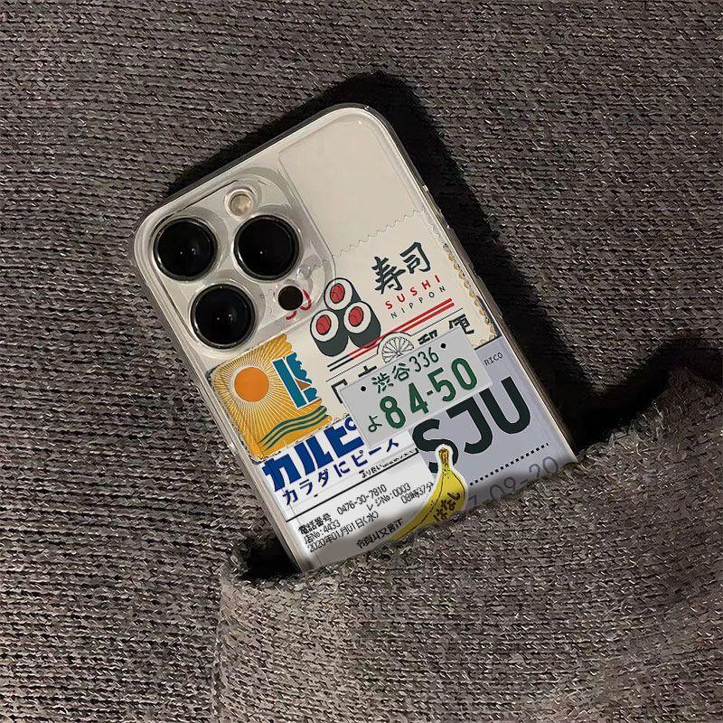 Vintage Japanese Tokyo Ticket Sushi Pattern Design Protective Cover for iPhone 17 16 15 14 13 12 11 16E Series Pro Max Plus
