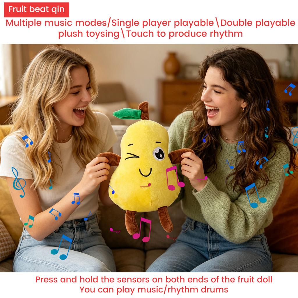Interactive Motion Sensing Musical Plush Toy with Cartoon Banana Design Soft Stuffed Doll for Children and Home Decor