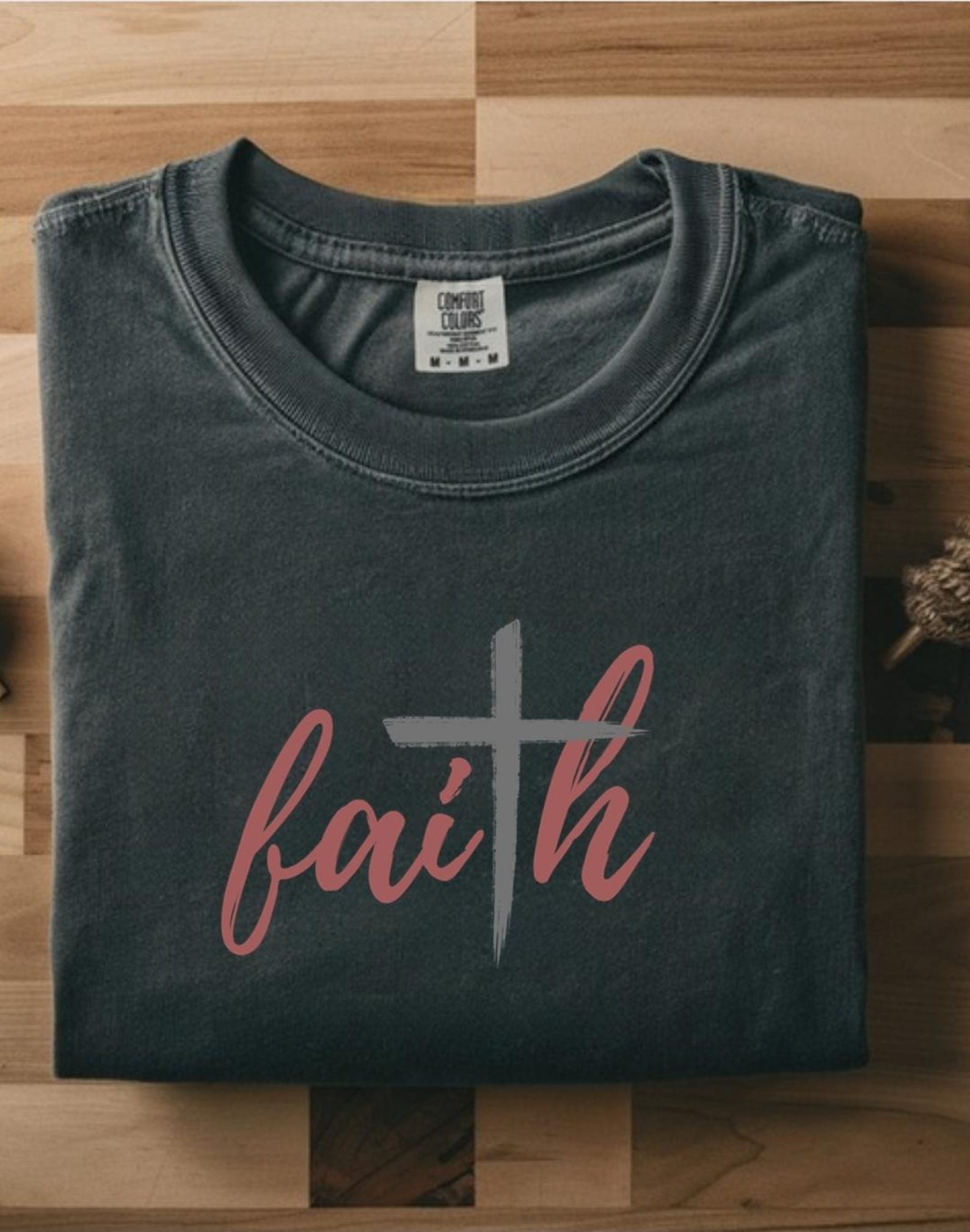 Faith T-Shirt With Cross | Christian Script Tee | Casual Christian Shirt | Spiritual Faith Graphic | Gift for Women of Faith 3XL