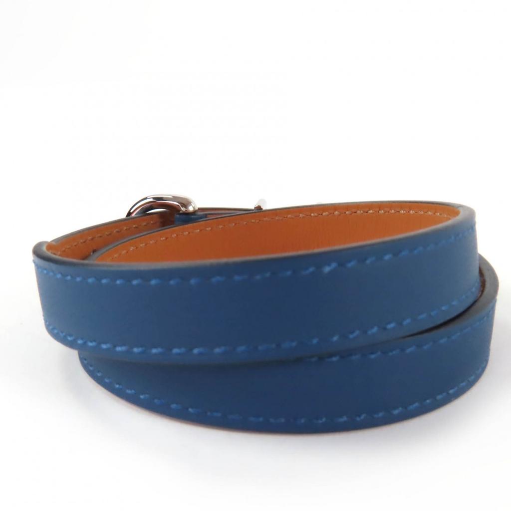 Pristine HERMES bracelet Trench Double Leather Navy leather Women Used