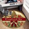 Cute Christmas Day Gift Bell Santa Claus Snowman Christmas Tree round rug Home Soft Decorative Anti slip Chair Mat Carpet Outdoor Floor Mat Carpet 6