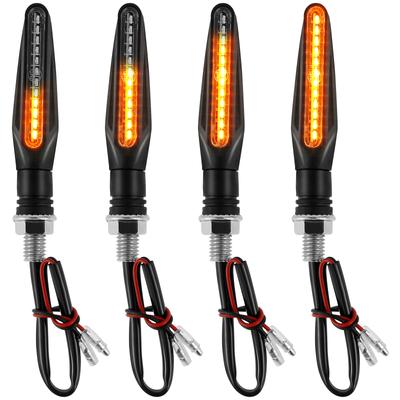 4 Stück Motorrad Blinker Motorrad Sequentieller Blinker Lauflicht 12LED Vorne Hinten Gelb Blinker Moto Fließendes Licht