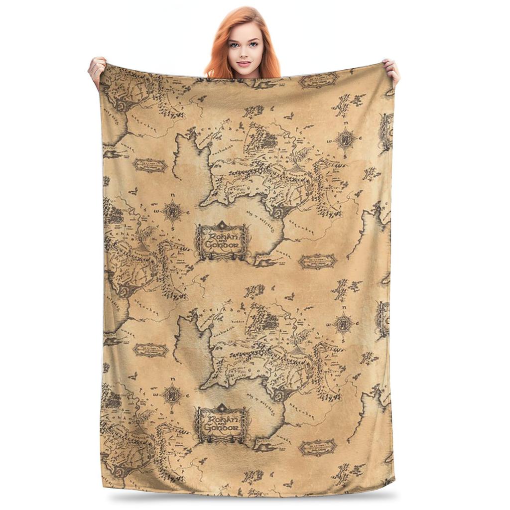 Middle Earth Map Blanket Warm Fleece Sofa Throw Blanket for Couch Bedding Office Throws Bedspread Quilt