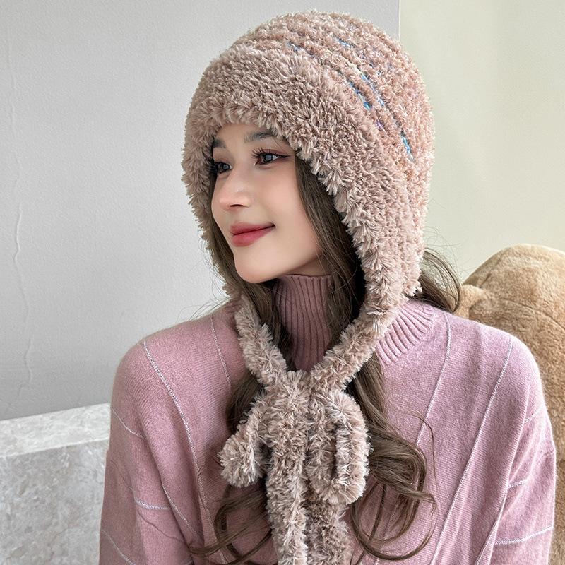 Strap Up Plush Hat Outdoor Cycling Ear Protection Hat Women's Fashion Windproof Warm Hat Winter