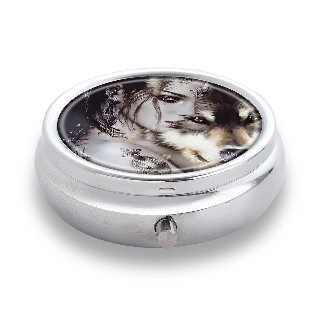 Tragbare Pillendose mit 3 Fächern, Mini-Metall-Medikamenten-Organizer-Etui, Niedlicher bedruckter Pillenbehälter für Vitamine, Pillen, Schmuck, Reisen, Tägliche Anwendung