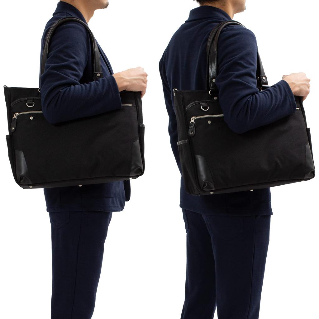 On Time Business Bag Tote Shoulder A4 Black [Mustache] Men's JPF-2172