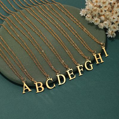 Kinitial A-Z English Alphabet Letter Pendants Necklaces For Women Metal Jewelry Simple Initial Chain Choker Collares