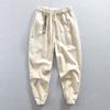 Men's Summer Thin Section of Solid Color Cotton and Linen Casual Pants Youth Loose Non-elastic Mid-waist Pants