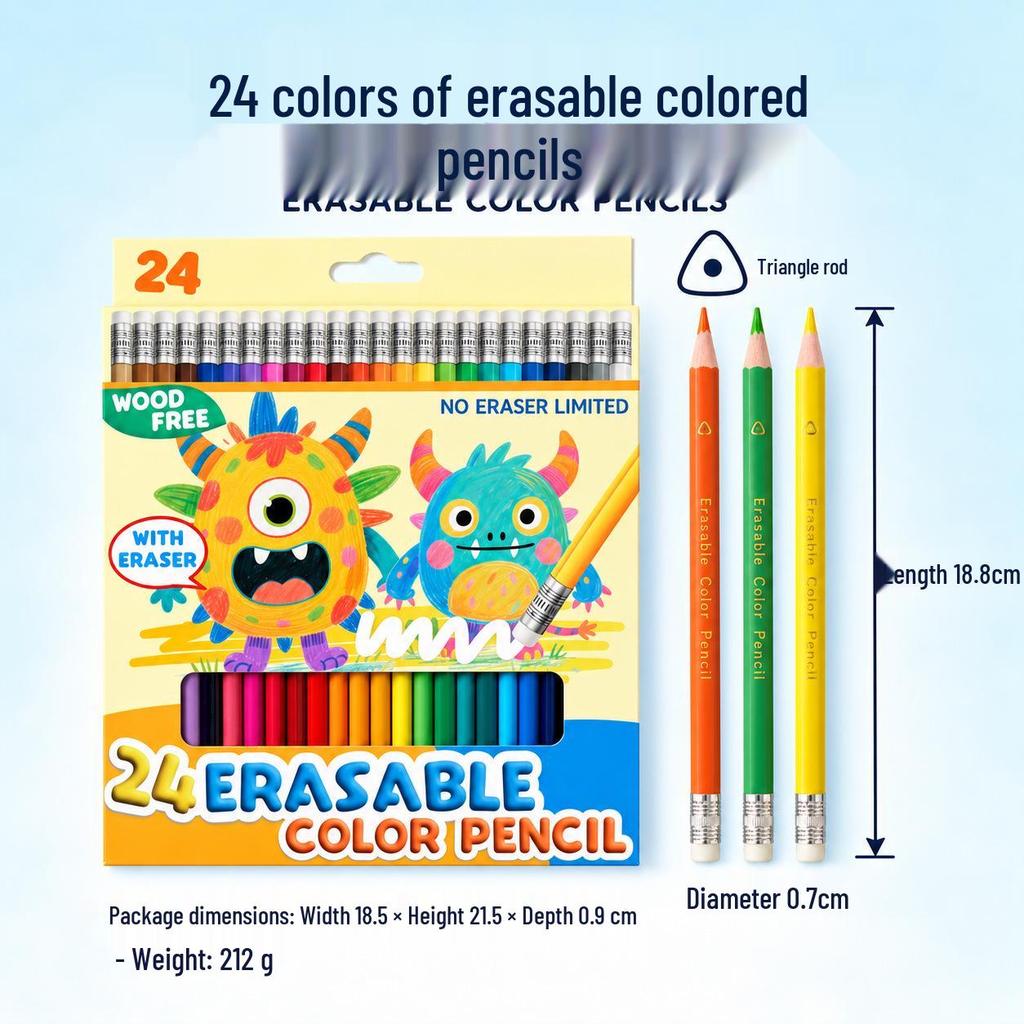 Zhenglin Erasable Colored Pencils – 24, 36, and 48 Color Sets for Children and Students Drawing and Coloring.