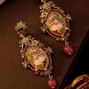 Vintage Oil Painting Ballet Girl Earrings Flower Bee Relief Luxury Carved Earrings Women'S Daily Wear Dance Party Accessories