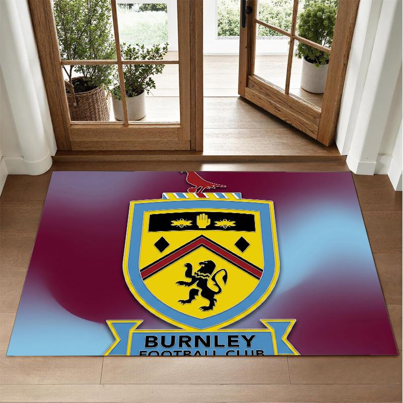 Burnley Football Design Crystal Velvet Rug Soft Decorative Mat for Bedroom Entrance