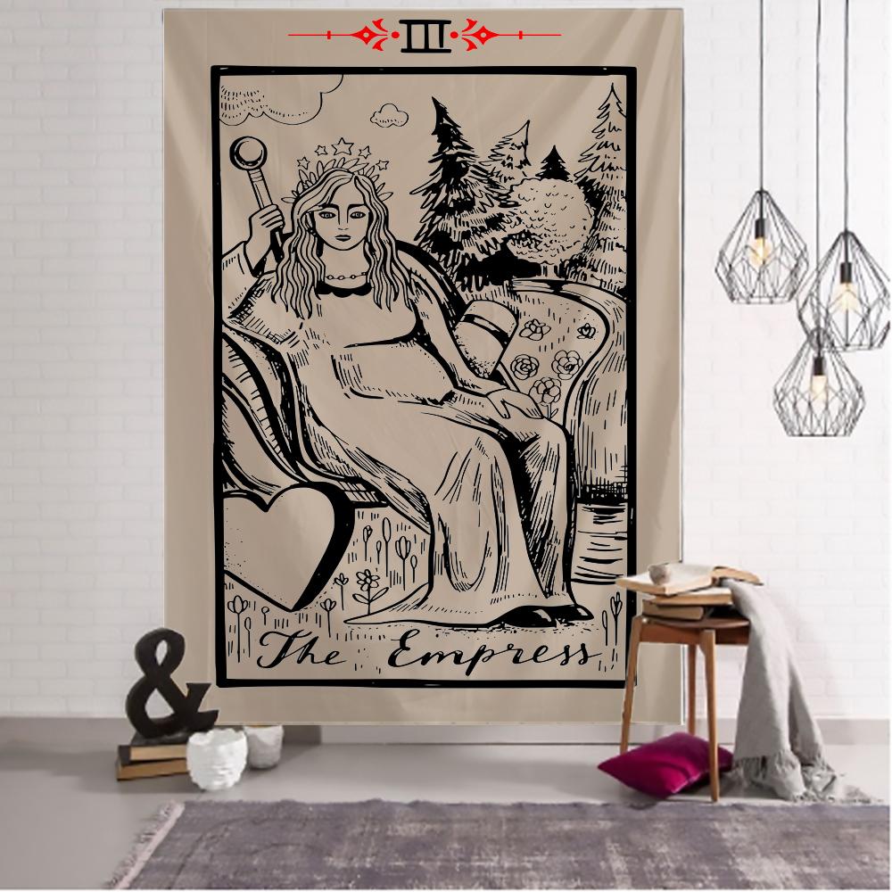 Tarot Tapestry Wall Hanging Witchcraft Hippie Beach Throw Rug Carpet Sun Moon Tapestries Bohemian Home Art Psychedelic Decor