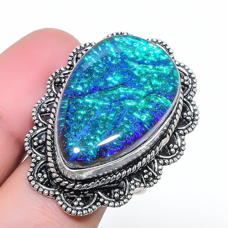 Natural Blue Triplet Opal 925 Sterling Silver Jewelry Ring Size 8.5 AR-17032