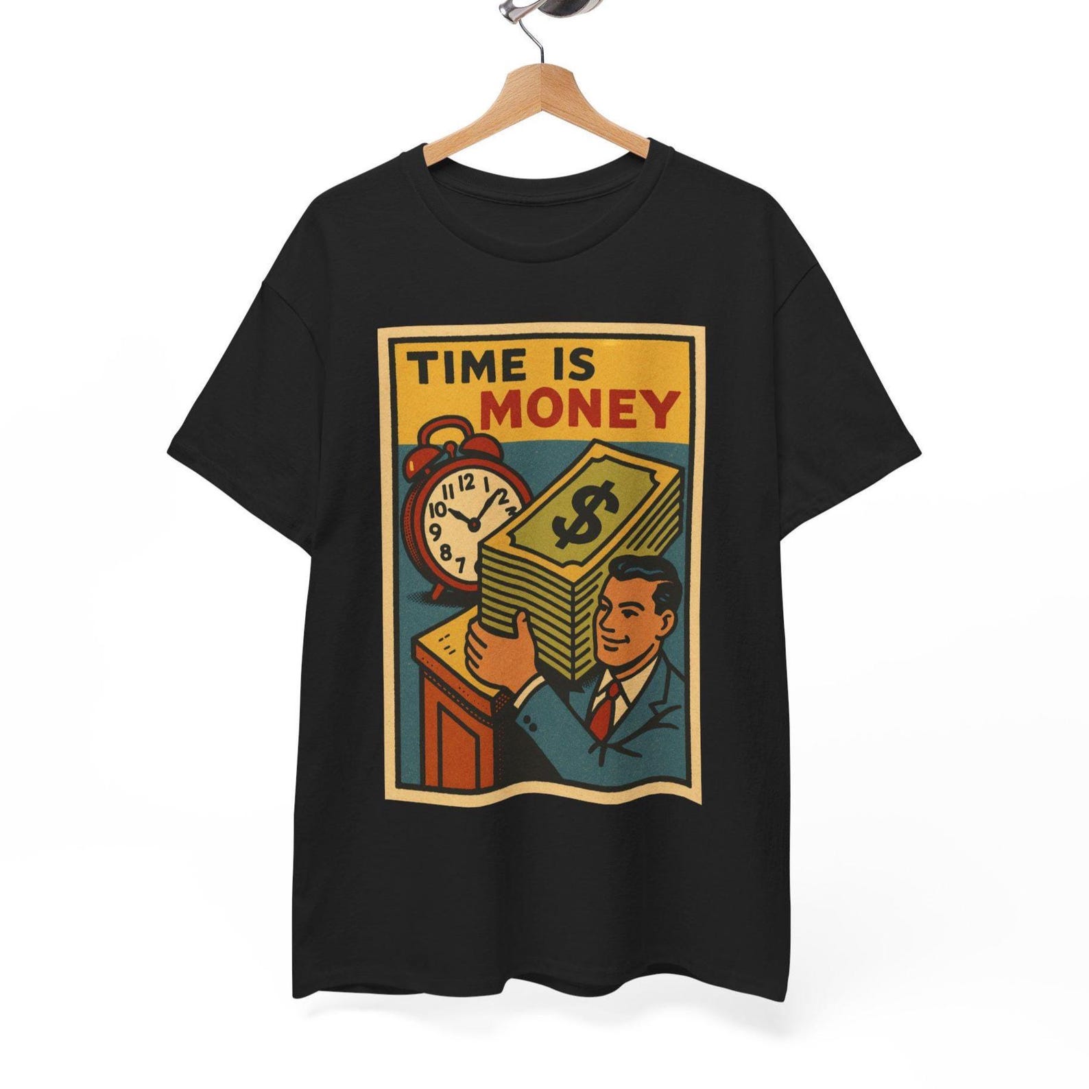 Time Is Money Retro Comic T-Shirt: Vintage Hustle Graphic Tee M