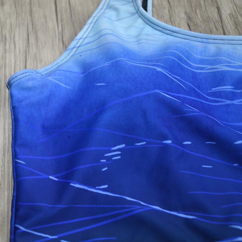 Stylish Women's Summer Halter One Piece Back Cross Swimsuit Bikini In Vibrant Gradient Plus Print