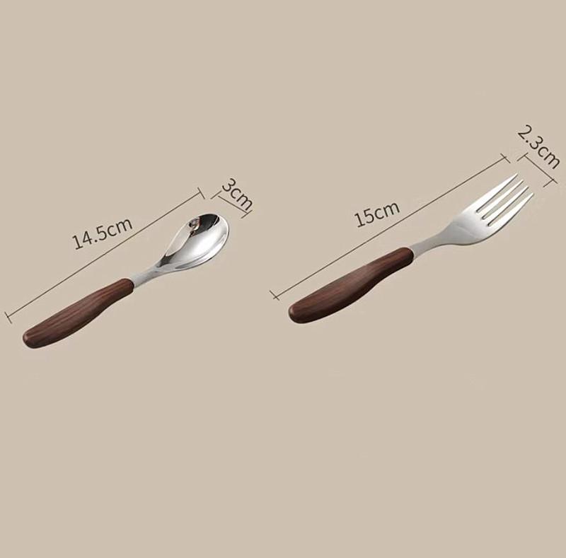 2pcs/304 Stainless Steel Dinner Fork and Spoon Set Children's Safety Soup Spoon Italian Pasta Fork High-quality Fruit Fork Spoon