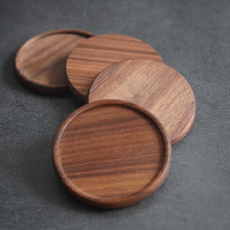 Set of 4 Wooden Drink Coaster Cup Coaster Round Wood Mats Pad Kitchen Placemats