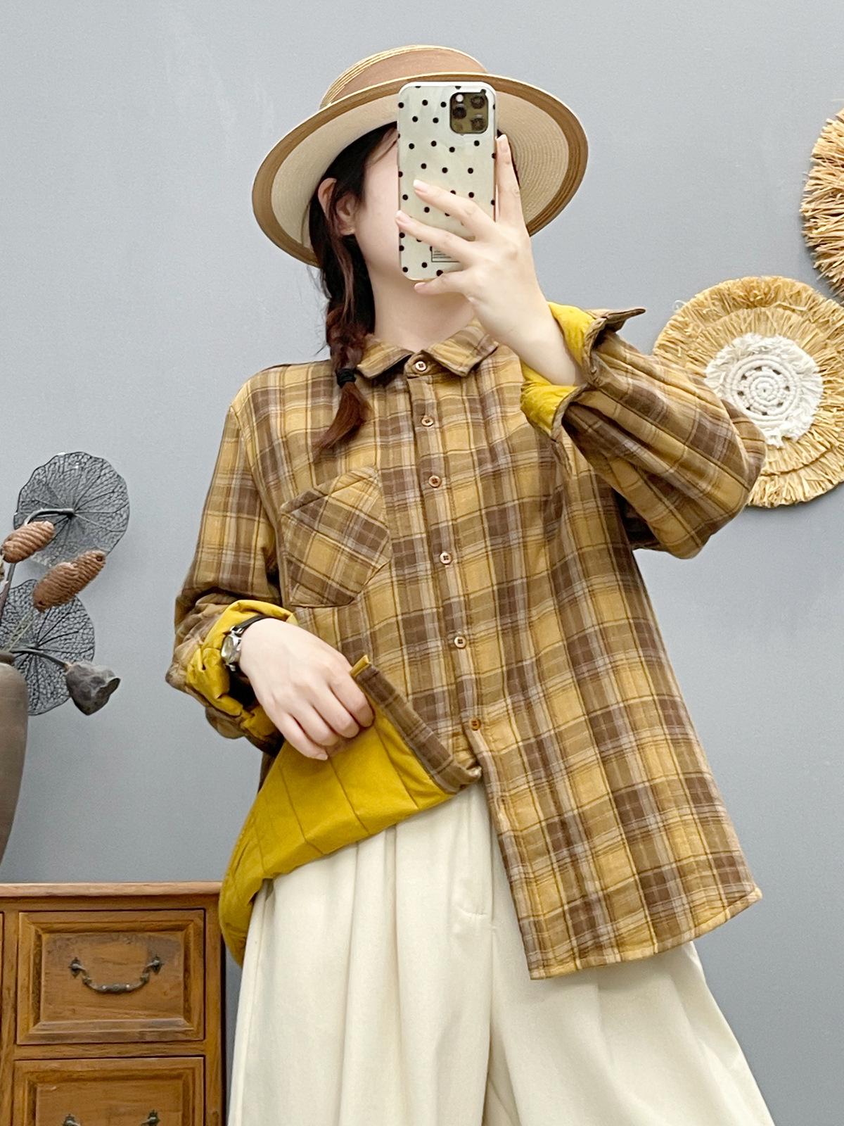 Korean Fashion Plaid Cardigan Shirt Jacket - Women s 2025 Autumn/Winter Warm Base Layer Top Large