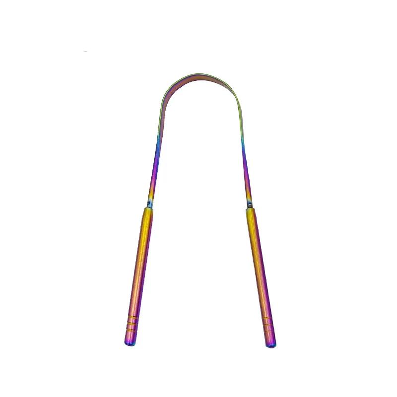 

4 цвета Скребок для языка из нержавеющей стали Металлический для свежего дыхания Очищающая зубная щетка с покрытием Инструменты для гигиены полости рта Очистители языка