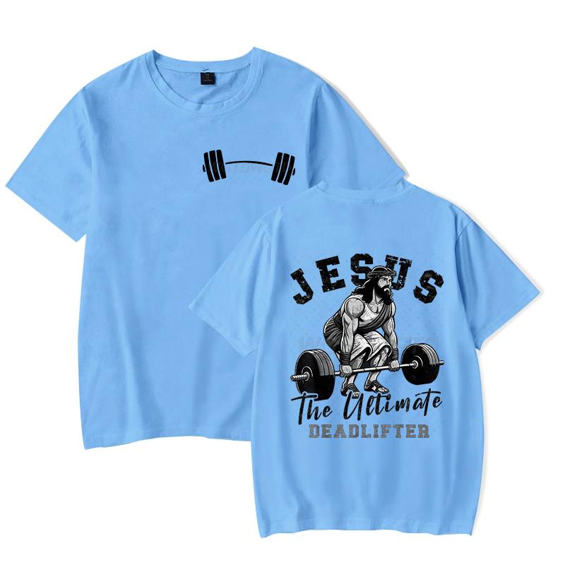 Funny Jesus Workout Graphic T Shirts Men Jesus The Ultimate Deadlifter Workout Christian Gift Tee Tops Sport Lover Fashion Shirt